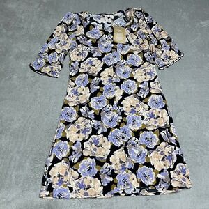 Vero Moda Dress Womens XS Black Purple Floral Button Down Recycled Fabric
